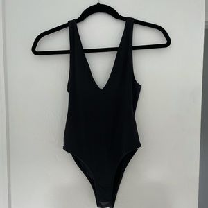 Black v neck bodysuit